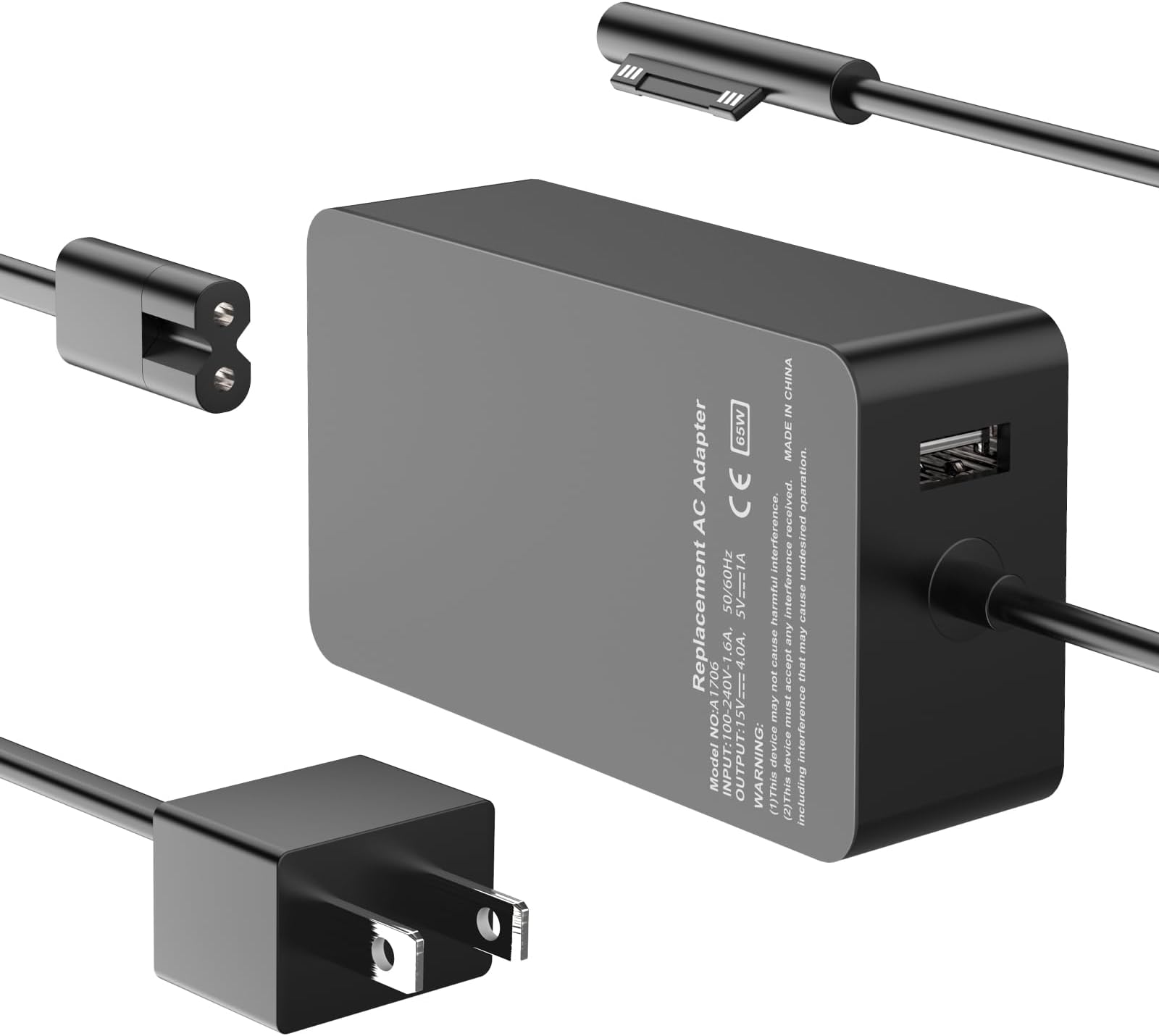 [Upgraded Version] Surface Pro Charger 65W for Surface Pro 3/4/5/6/7/8/9/X Power Supply Adapter, Compatible for Both Microsoft Surface Book Laptop/Tablet，Works with 65W&44W&36W&24W (10 Ft Cord)