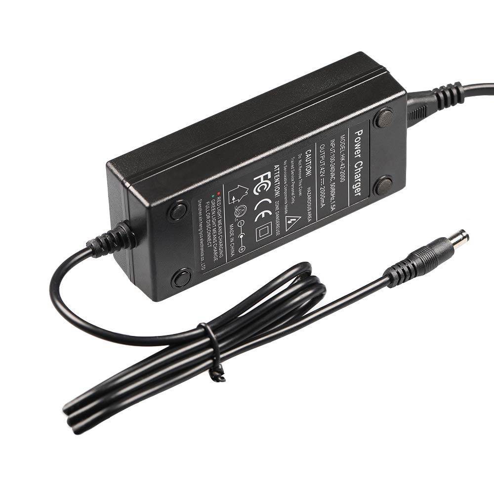 Toeaot 42V 2A DC Power Adapter 5.5mm(0.21 in) Connector for 36V Li-ion Battery,Battery Power Charger