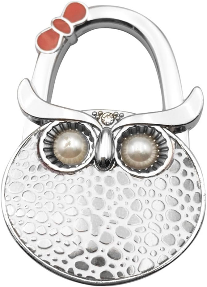 Owl Style Premium Foldable Handbag Bag Purse Hanger Table Hook Holder (Silver)