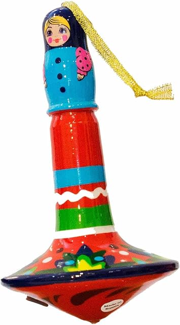 Matryoshka Russian Folk Art Hand Painted Spinning Top Collectible Christmas Ornament