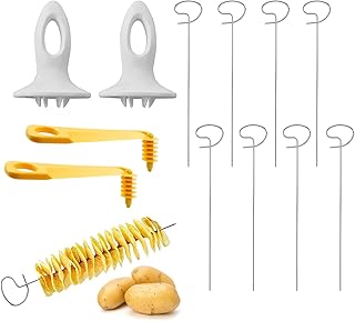 2 Pièces Coupe Frite Pomme de Terre Spirale Pomme de Terre Trancheuse Tornado en Acier Inoxydable Pomme de Terre Spirale Convient aux Fruits, Pommes de Terre, Concombres ou Carottes