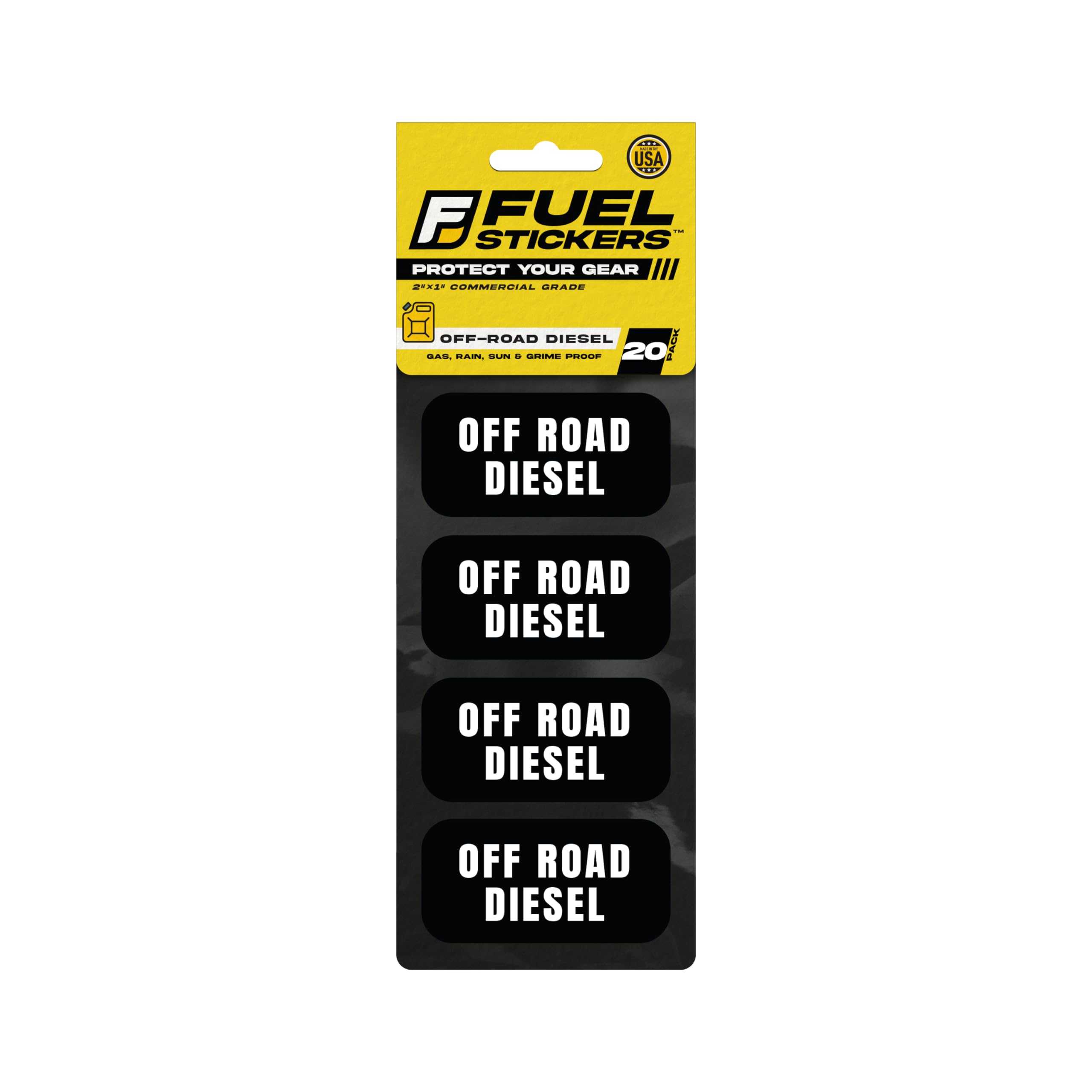 Off Road Diesel Sticker - Tractors, Construction, Agriculture, and Heavy Equipment - Weather Proof, Extreme Stick, Commercial Grade Labels by Fuel Stickers - USA Made (2x1 inch), 20 Labels