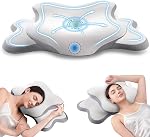 Oreiller cervical pour le sommeil - Oreiller en mousse de mémoire Contour pour soulager la douleur au cou, support ergonomique pour les couches latérales et dorsales, oreiller orthopédique avec couverture respirante en soie glacée (Gray)