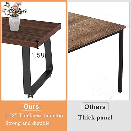 Miniatura 3 de HSH - Mesa de café rústica de nogal, mesa central moderna, mesa de café rectangular industrial para sala de estar, mesa de té simple de madera y