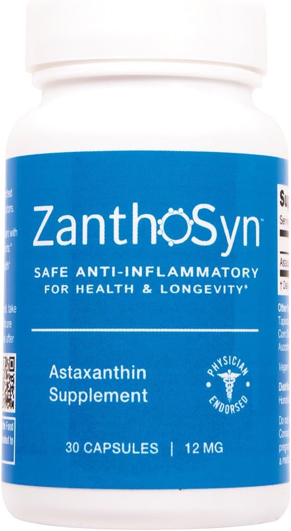 ZanthoSyn Astaxanthin, Clinically Shown to Provide 3X Absorption, Supports Inflammatory Health, 12mg, 30 Vegetable Capsules