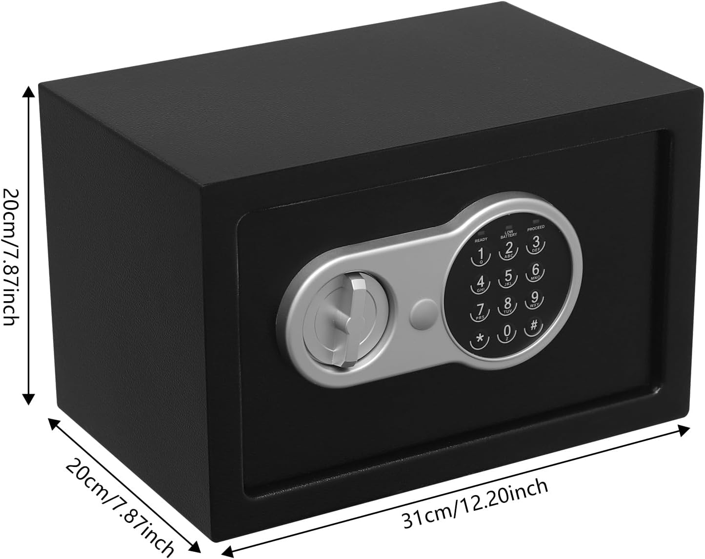 Safe Box Digital Lock Safe Box with Keys Keypad Lock Box Cabinet Safes for Money, Cash, Jewelry Steel 12.2" x 7.87" x 7.87" Black