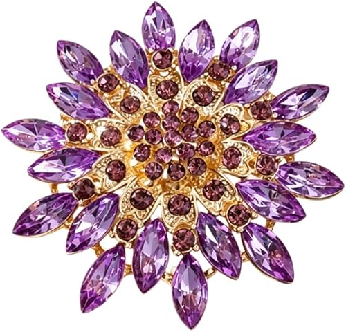 Colorful Rhinestone Crystal Sunflower Brooch Pin Elegant Flower Brooch for Women