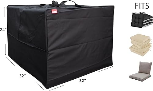 Miniatura 5 de Bolsa de Almacenamiento Cuadrada para CojinesFundas de Exterior, Bolsas de Almacenamiento Protectoras con Cremallera y Asas, 32 pulgadas de largo x