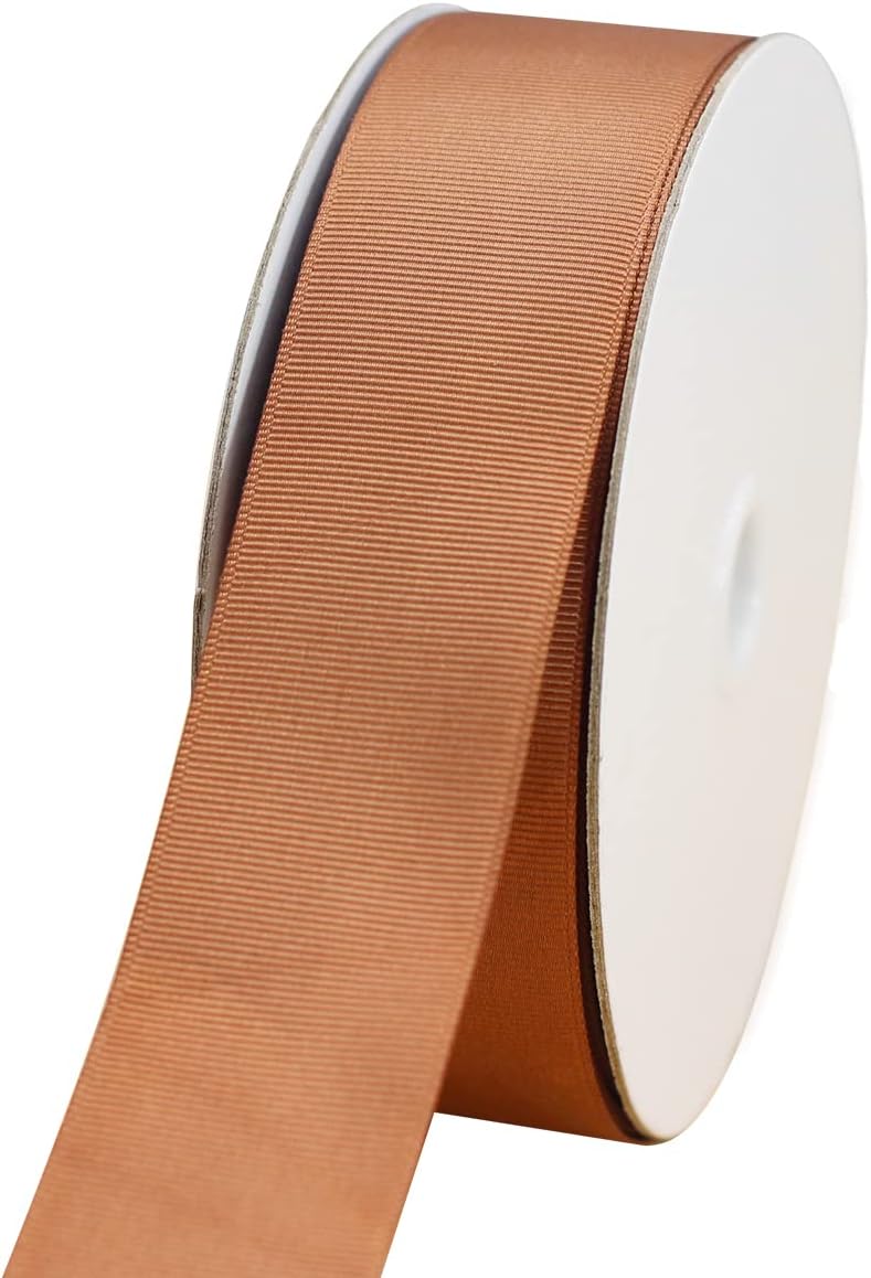 One Roll 50 Yards Soild Brown Grosgrain Ribbon 1 1/2 inch Flower Bouquets Ribbons-1.5 inch Thick Gift Wrapping Ribbon-DIY Crafts Bow Hair Headband Accessories Ribbons #842(38mm) 1 1/2" 38mm Coffee