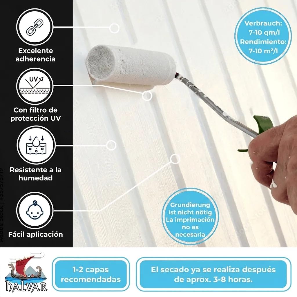 pintura para metal exterior 3en1 escandinava 3-en-1 antioxidante imprimación y acabado EN UNO pintura para metal sobre hierro acero aluminio zinc (5 L, Verde musgo (RAL 6005)) Halvar