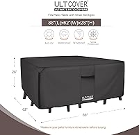 Vista 2 de Ultcover 600D - Cubierta de mesa para patio duradera de PVC - 100% impermeable, cubiertas para muebles de exterior - Negro