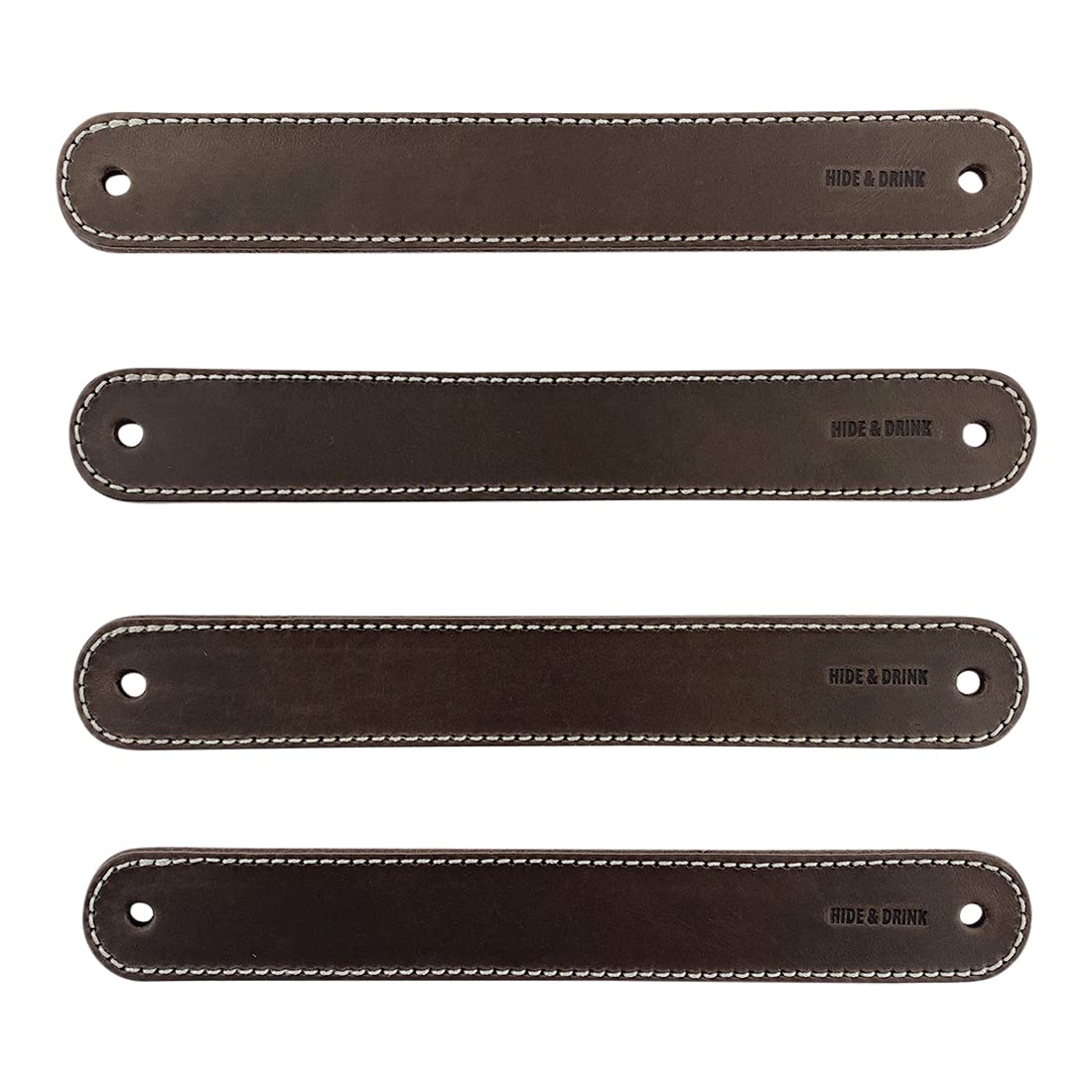 Poignées de tiroir artisanales en cuir pleine fleur Hide & Drink, lot de 4 premium