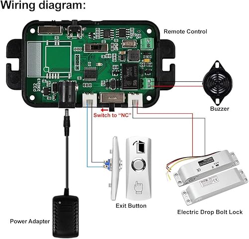 Miniatura 6 de YiToo Kit de sistema de control de acceso 433MHz Abridor de control remoto con cerradura eléctrica de perno de gota 12VDC para puerta estrecha
