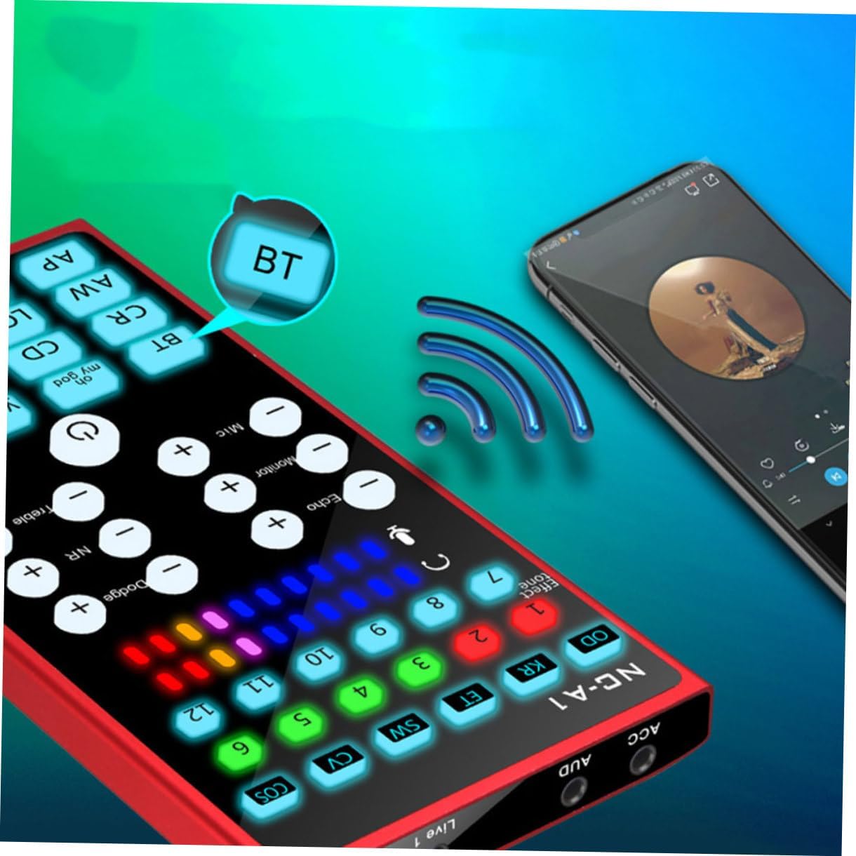 1Pc Professional Voice Changing Device Durable External Sound Card for Streaming Audio Mixer with Dual Dsp Noise Reduction Easy Operation for Gaming