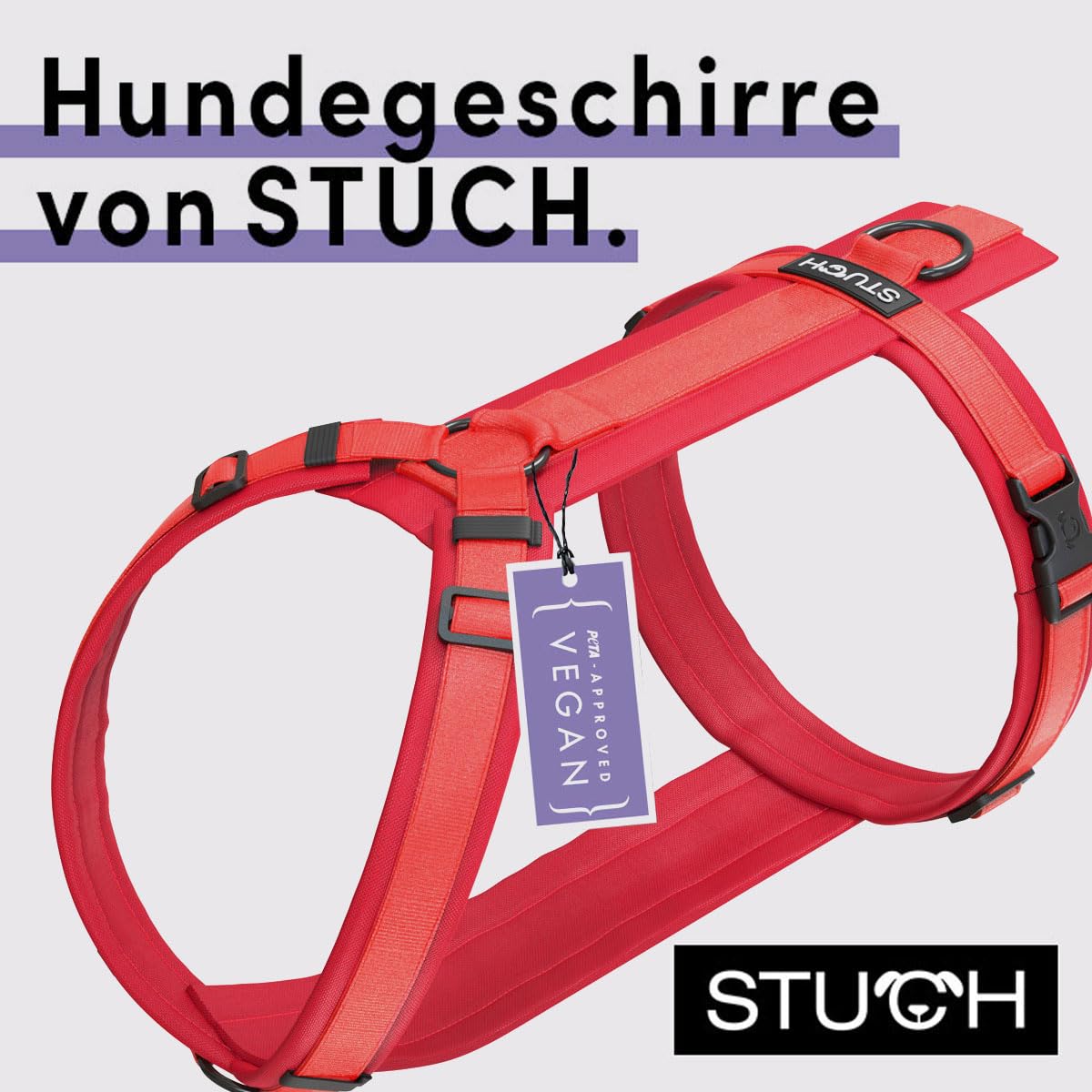 STUCH Arnés para perros – Arnés ajustable de nailon – acolchado – para perros pequeños, medianos y grandes (rojo, XS)