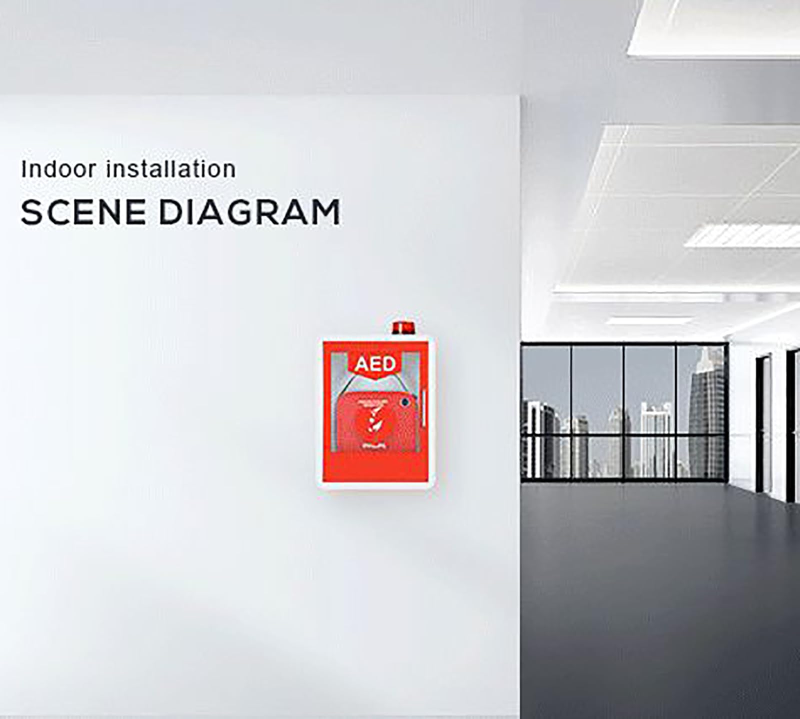 Armario de almacenamiento for desfibrilador DEA, caja de alarma de desfibrilación cardíaca de pared, con sistema de alarma y control de doble interruptor.
