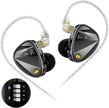 Professional Triple Dynamic Driver Earphones in-Ear Monitors, KZ Vader Pro in Ear Monitor Headphones, 6 Driver HiFi Earbuds, for Singer Musician Audio Engineer Without Mic, Improved Bass Version