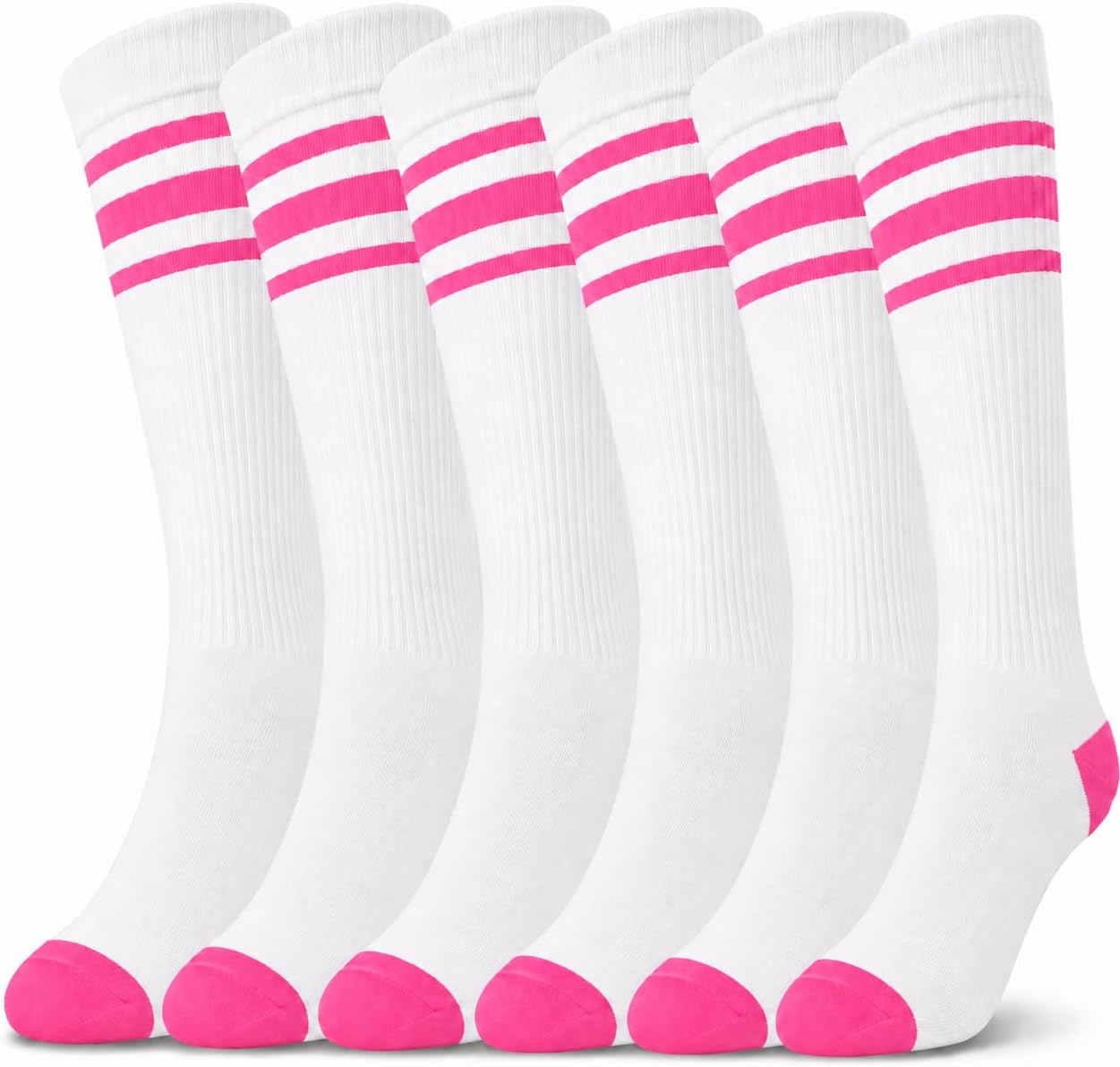 juDanzy 3 Pairs of Knee High Boys or Girls Stripe Team Tube Socks for Soccer, Basketball, baseball and Everyday Wear