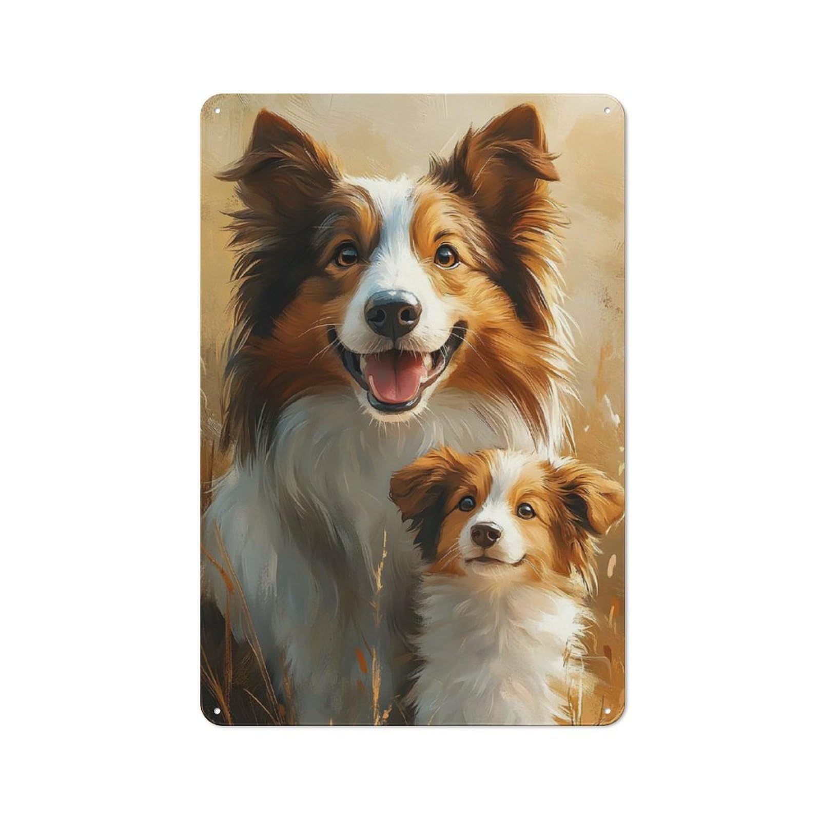 Junmoney Border Collie Puppy Portrait Metal Wall Sign 30X20cm Featuring For Pub Or Café, For Kitchen, Dining Room And Home Bar Wall Decor