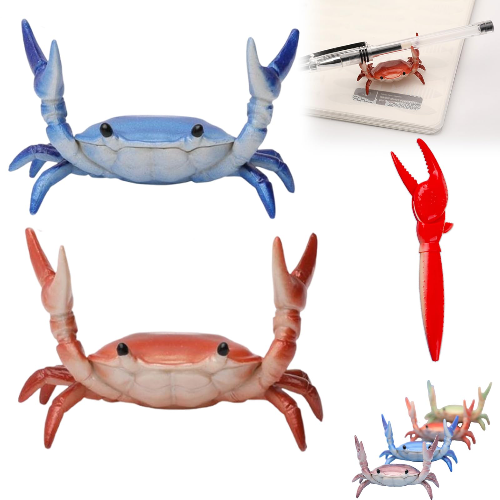 Nnbwlmaee A+C Cute Crab-Shaped Pen Holder, 2026 New Desk Crab Pen Holder, Weightlifting Crabs Desk Pens Stand, Mini Realistic Crabs Pencil Holders, For Office Workspace Study Home Tabletop (A+C)
