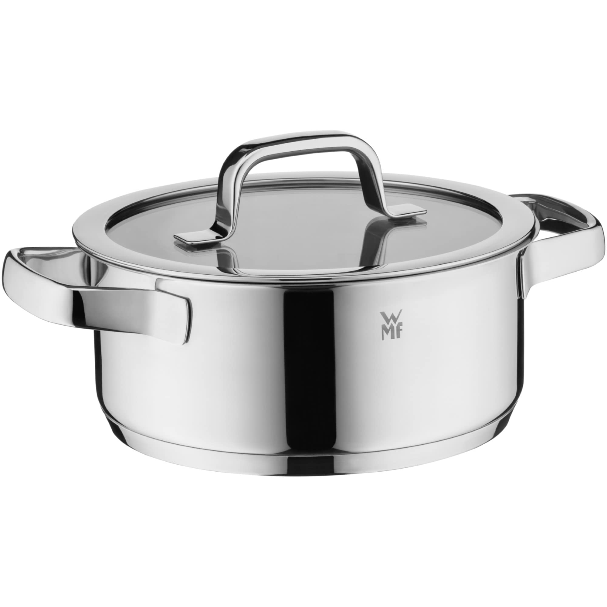 WMF Compact Cuisine - Set di pentole a induzione, 5 pezzi, con coperchio in vetro, in acciaio inox Cromargan lucidato, non rivestito, scala interna