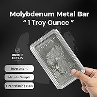 Vista 3 de Barra de Metal de Molibdeno con COA - 1 Onza Troy Barra de Lingote de Metal de Molibdeno .999 Puro con Diseño Walking Liberty Pisapapeles