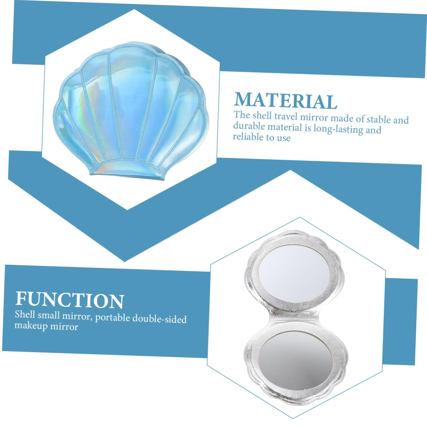 FRCOLOR 6 Piezas Espejo de Maquillaje de Concha Espejo Circular Mujeres Suministros Diarios Hombres Aftershave Dama de Honor Espejo Compacto para el Bolso de Mano Lupa de Cuero PU niñas Viajes