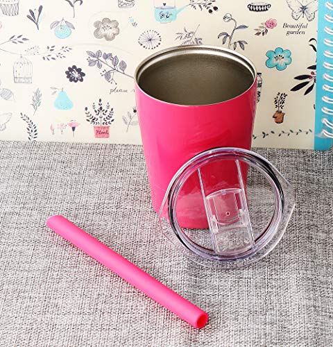Colorful Popo Kids Stainless Steel Cup Lovely Small Rambler Tumbler With Lid And Silicone Straw, 8.5 Oz (1, Rose Red) #TOP2
