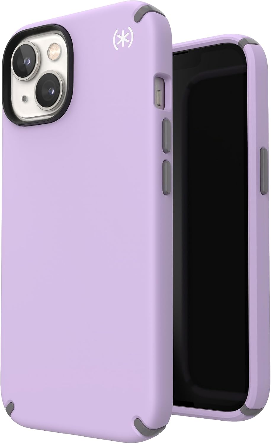 Speck iPhone 15 Pro Case - Built for MagSafe, Drop Protection Grip - Scratch Resistant, Soft Touch, 6.1 Inch Phone Case - Presidio2 Grip Spring Purple/Cloudy Grey/White