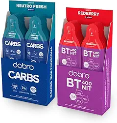 Combo Dobro Carbs Gel + BT Nitrato Gel (Carbs Neutro Fresh com Cafeína + Redberry)