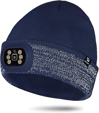 Kids LED Beanie with Light, 3 Modes Headlamp Beanie Hat, Rechargable Removable USB, Gift for Kids