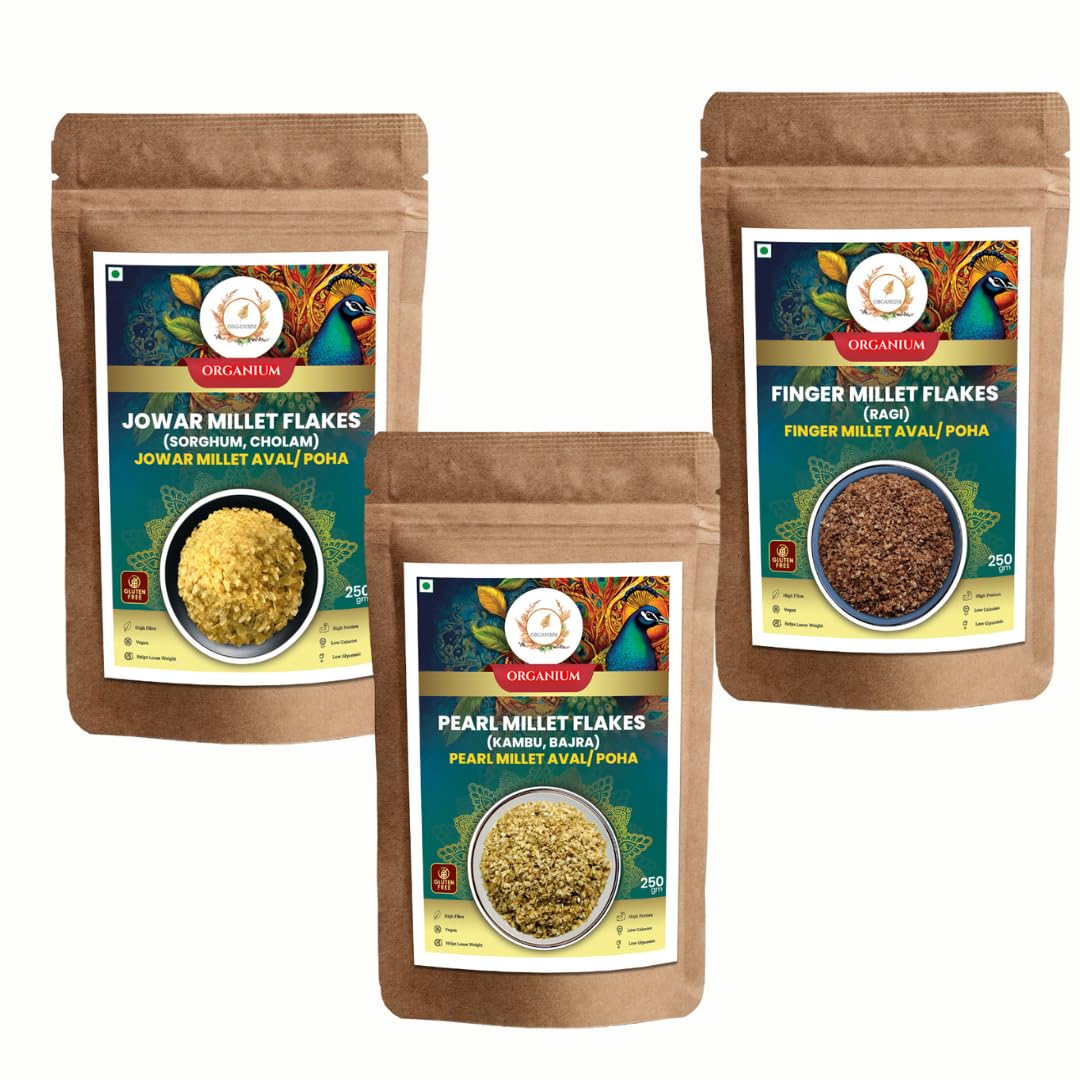 Millet flakes, Organium Combo of Jowar poha, Bajra flakes & Ragi flakes(poha) /Millet Poha/Aval puttu /Glutten free flakes(poha) / Millet flakes for breakfast / Healthy Food for Adults & Childrens /3 Packets ,250g each (B0DF6D3K98) Amazon Price History, Amazon Price Tracker