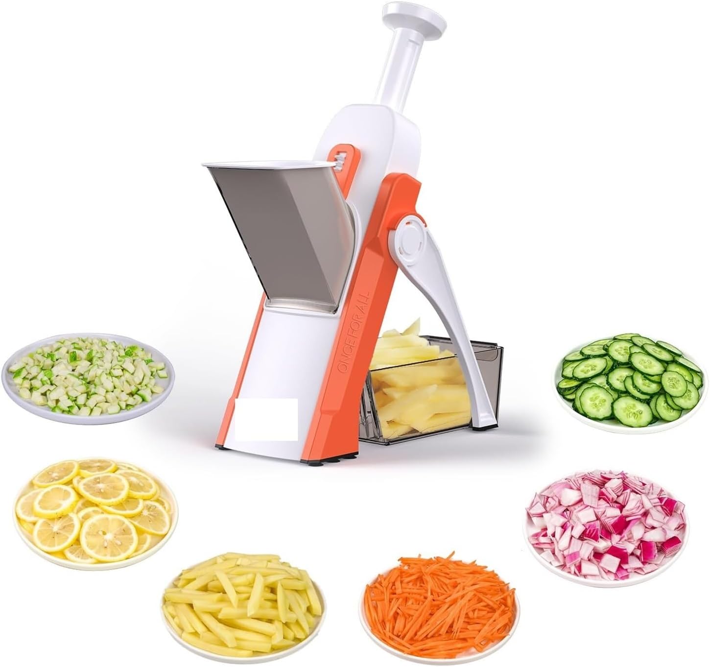 Fit for 5-in-1 Safe Mandoline Slicer, Vegetable Chopper & Potato Cutter, Julienne Dicer with Adjustable Thickness 0.1–8 mm – Fast Meal Prep Tool (Gray)(Orange)