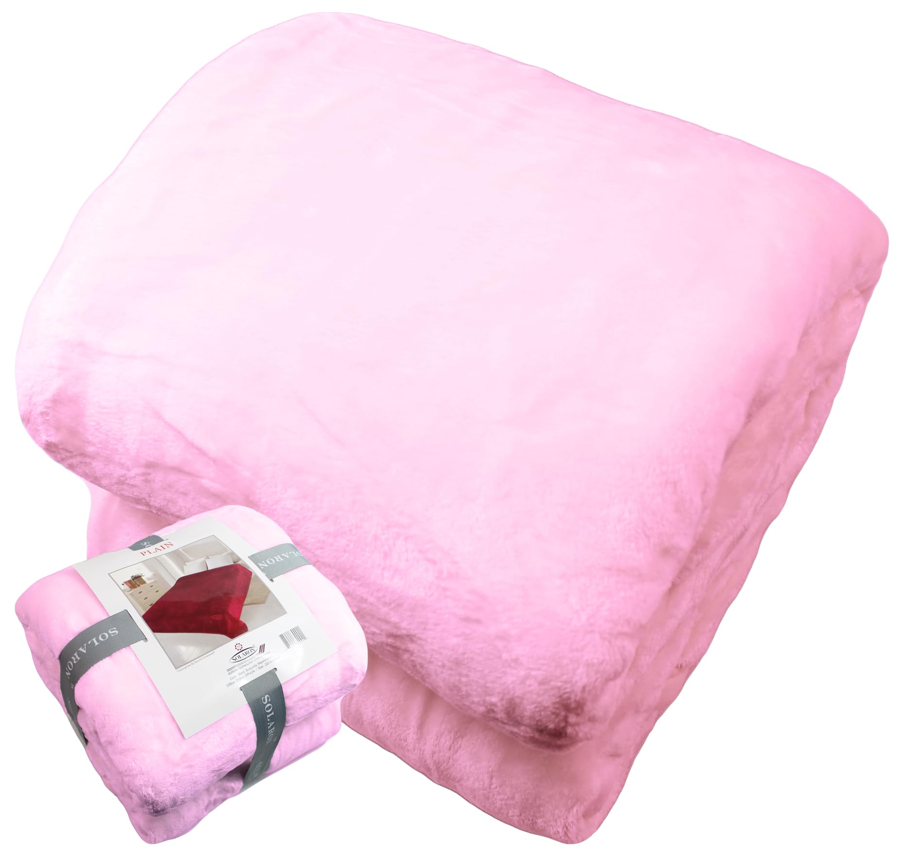 SOLARON Queen Blanket Pink Soft Extra Large for Fall Winter Spring All Season Cozy Warm 430GSM Medium Weight Thermal Thick Flannel Fleece for Couch Bed Sofa 88 x 95 inches (Pink, 1)