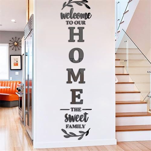 Letras adhesivas de pared para el hogar, letras inglesas de espejo 3D, decoración de pared acrílica familiar, letras autoadhesivas para sala de