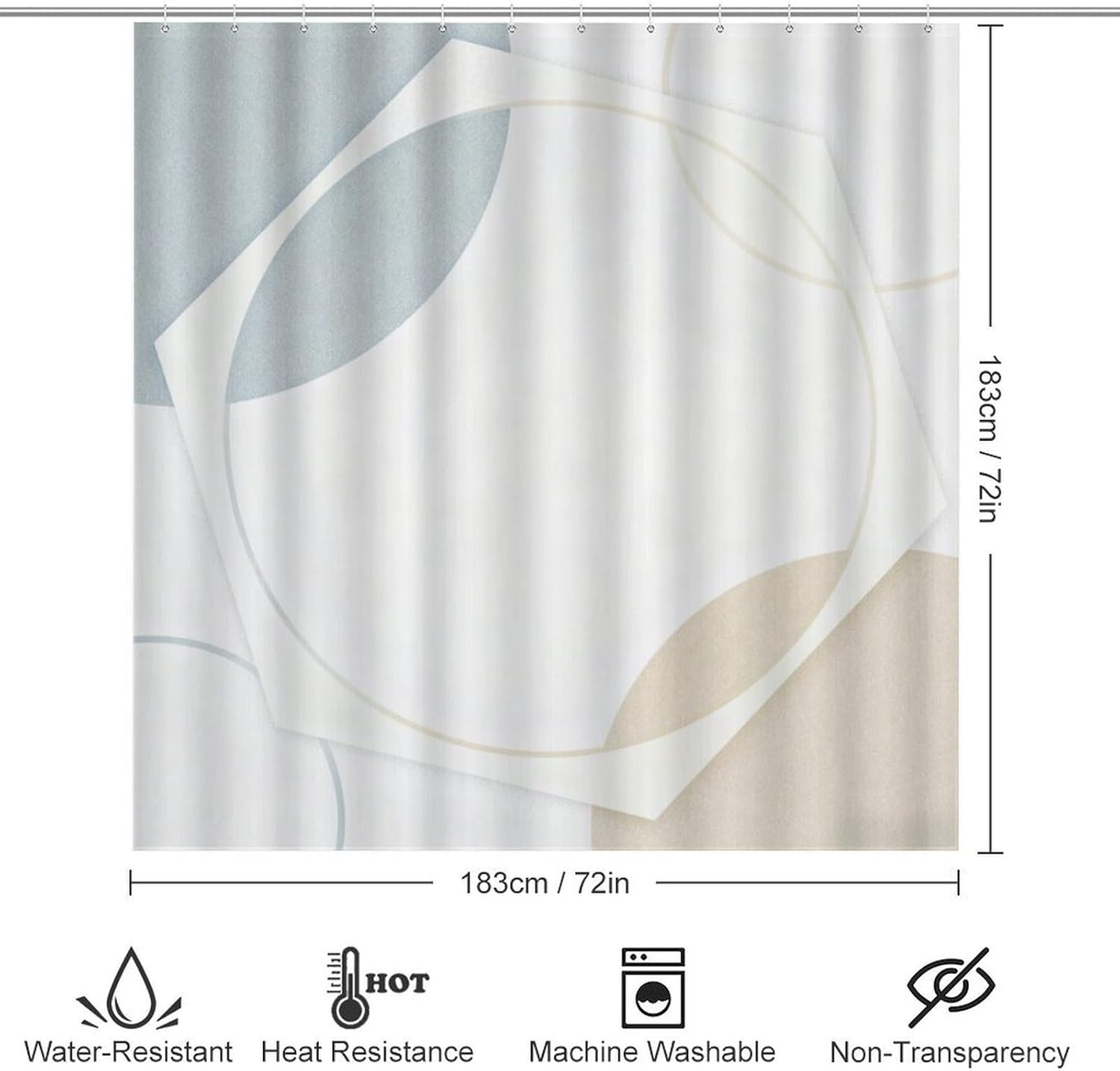 4 Piece Bathroom Rug Set with Shower Curtain, Non-Slip Bath Mat Toilet Cover Set, Geometric Grids Bathroom Rug Sets