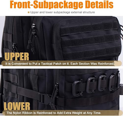 Miniatura 123 de Mochila táctica militar Molle mejorada mochila impermeable militar. Negro