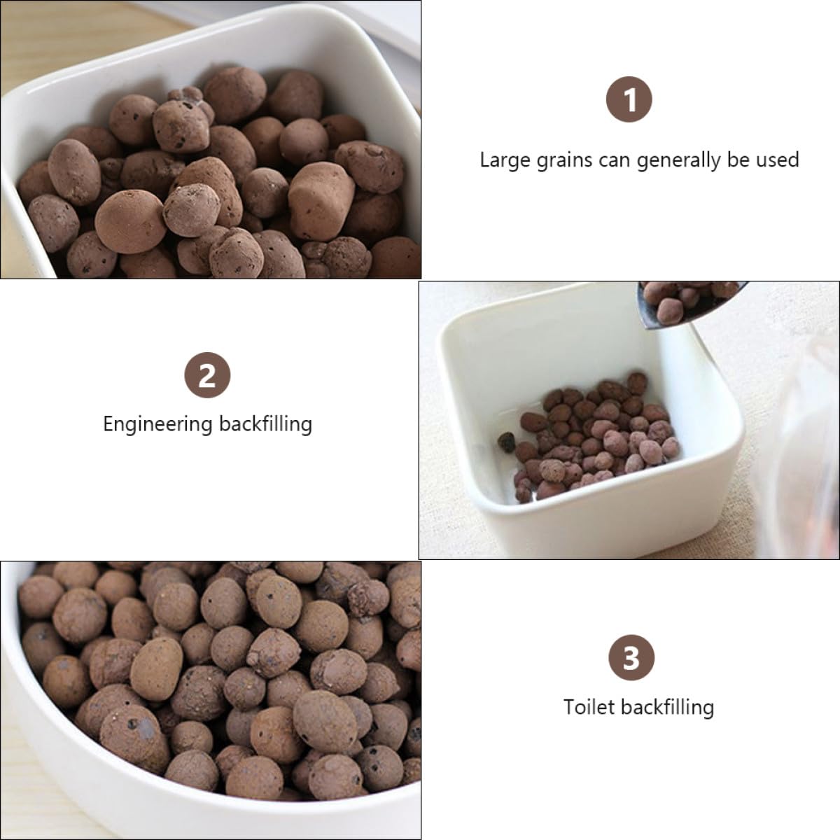 LALAFINA Ceramsite per Giardinaggio 1 kg, Argilla Espansa Porosa e Traspirante per Drenaggio Vaso, Pietra Decorativa per Fioriere e Coltivazione Senza Terra