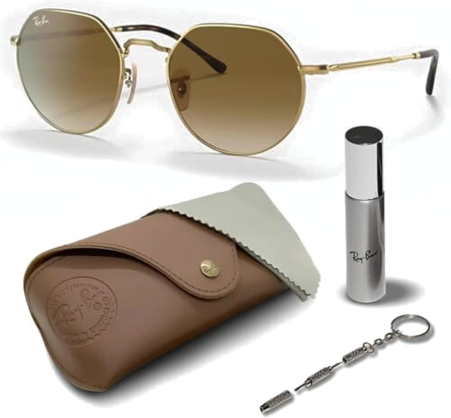 Ray-Ban RB3565 JACK Square-Round Shaped Sunglasses for Men & Women with Official RAYBAN Eyewear Kit