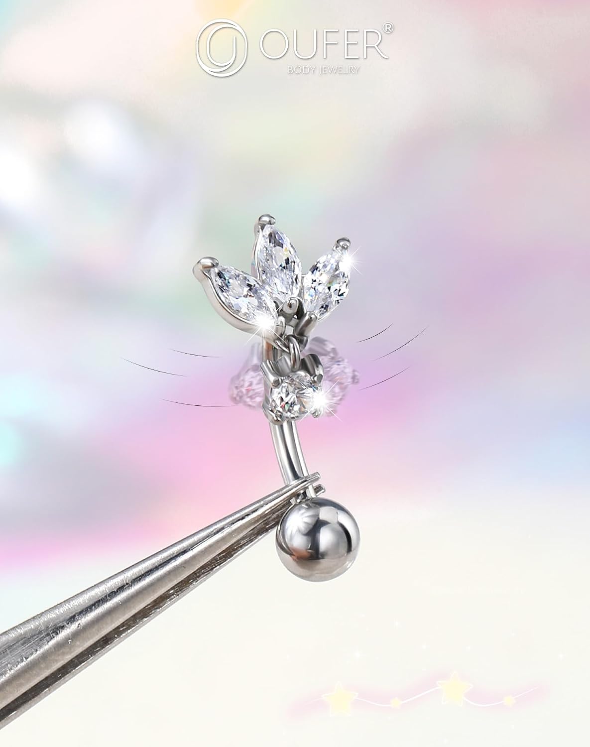OUFER Rook Eyebrow Piercing Jewelry Surgical Steel, Clear CZ Internal Thread Rook Earrings for Women, 8mm Curved Barbells 20G, Hypoallergenic Eyebrow Rings, Dangle Vertical Labret Lip Rings