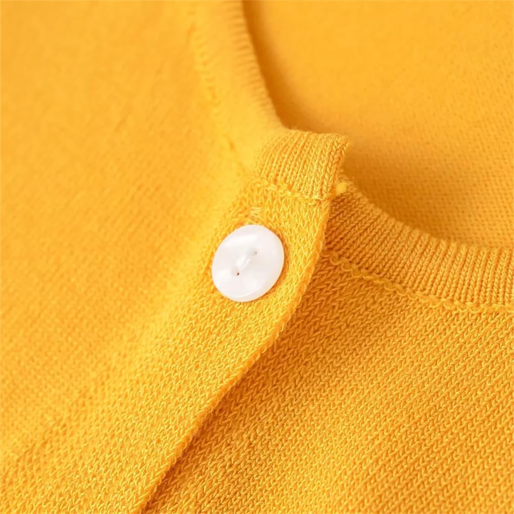 Women's Round Neck Button-Down Knitted Short-Sleeved Top