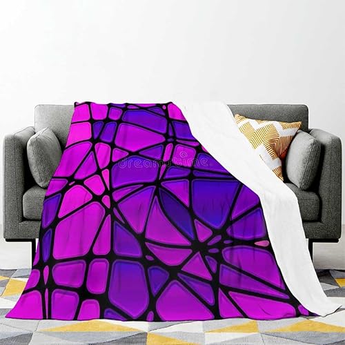 Miniatura 2 de Cobijas para el Frio - Manta de cama decorativa de mosaico morado, 40 x 60 pulgadas