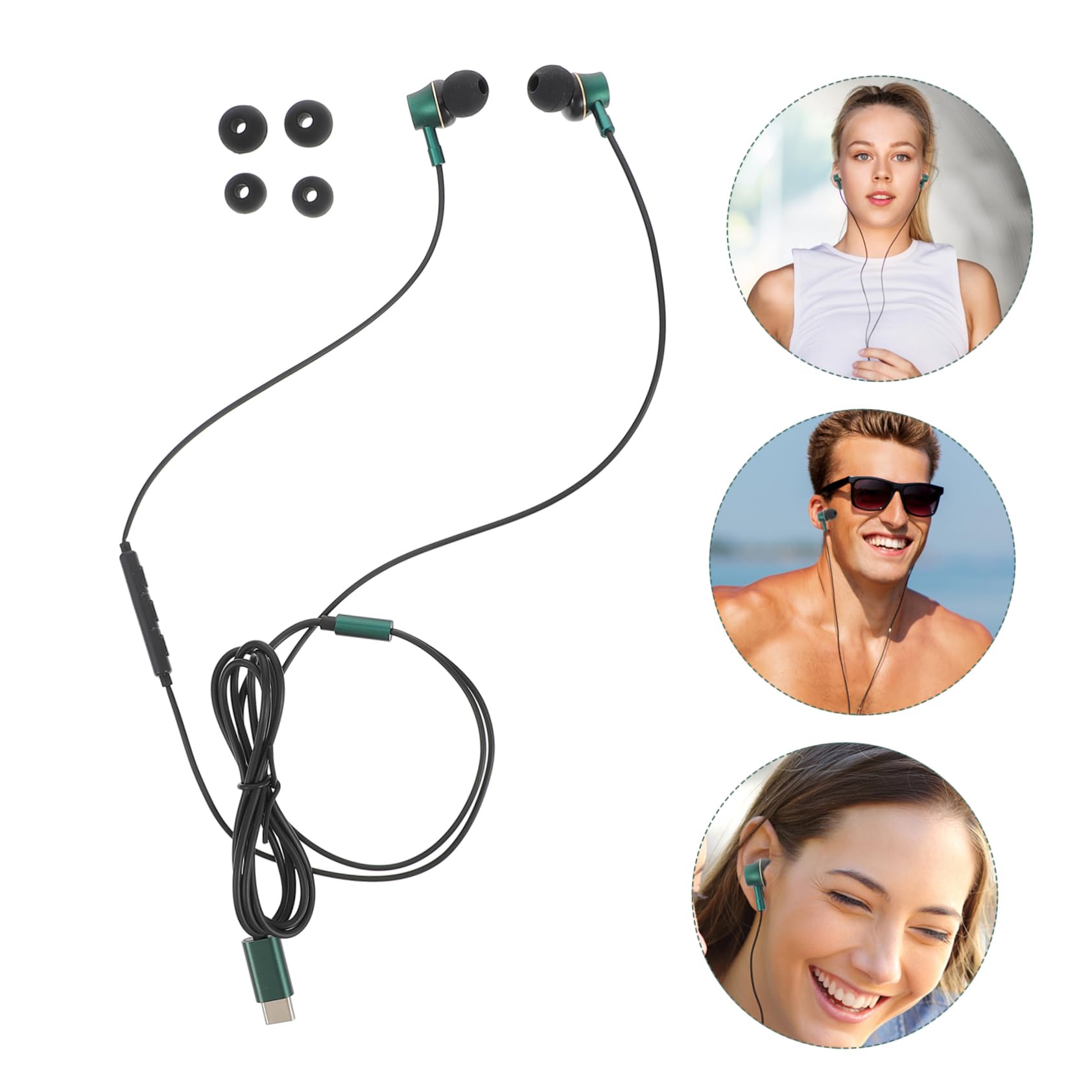 Angoily 5pezzi Auricolari Type-c Con Microfono Cuffie In-ear Antirumore Per Smartphone e Tablet Controllo Tre Tasti Comfort Ottimale e Suono Immersivo Per Musica e Chiamate