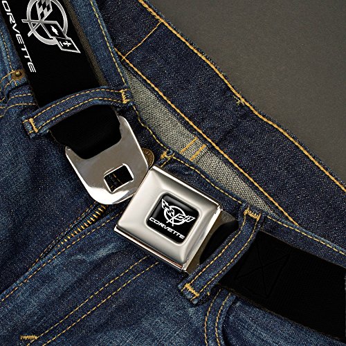 Buckle-Down Seatbelt Belt - Corvette Black/Silver REPEAT - 1.0" Wide - 20-36 Inches in Length2