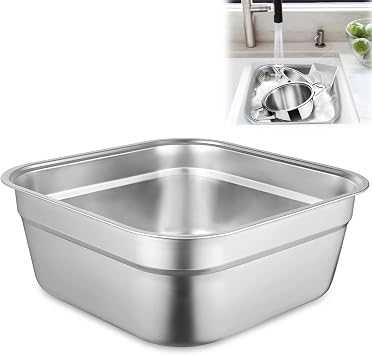 Stainless Steel Washing Up Bowl, Large Multi-Purpose Dish Tub for Sink