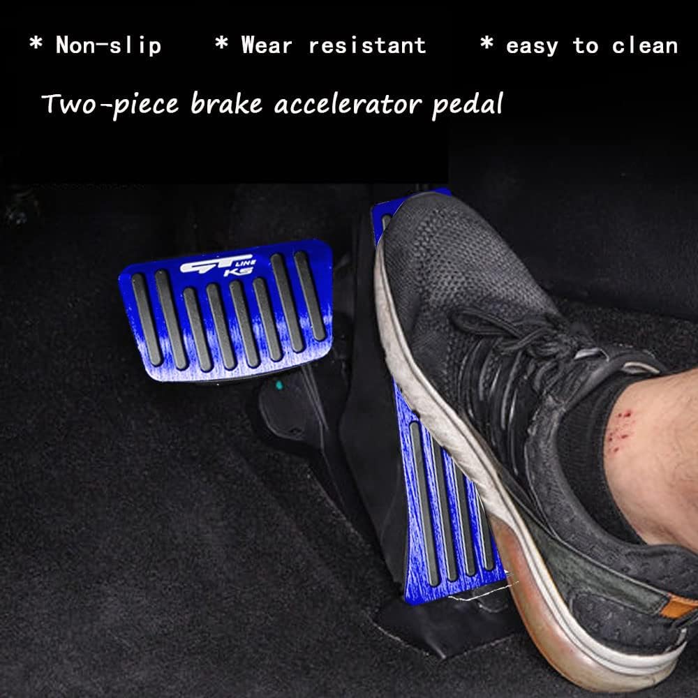 for Kia K5 2020 2021 2022 2023 2024 2025 2026 Accessories Aluminum Alloy Pedal Covers Anti-Slip Auto No Drilling Aluminum Gas Car Brake Cover (Blue)