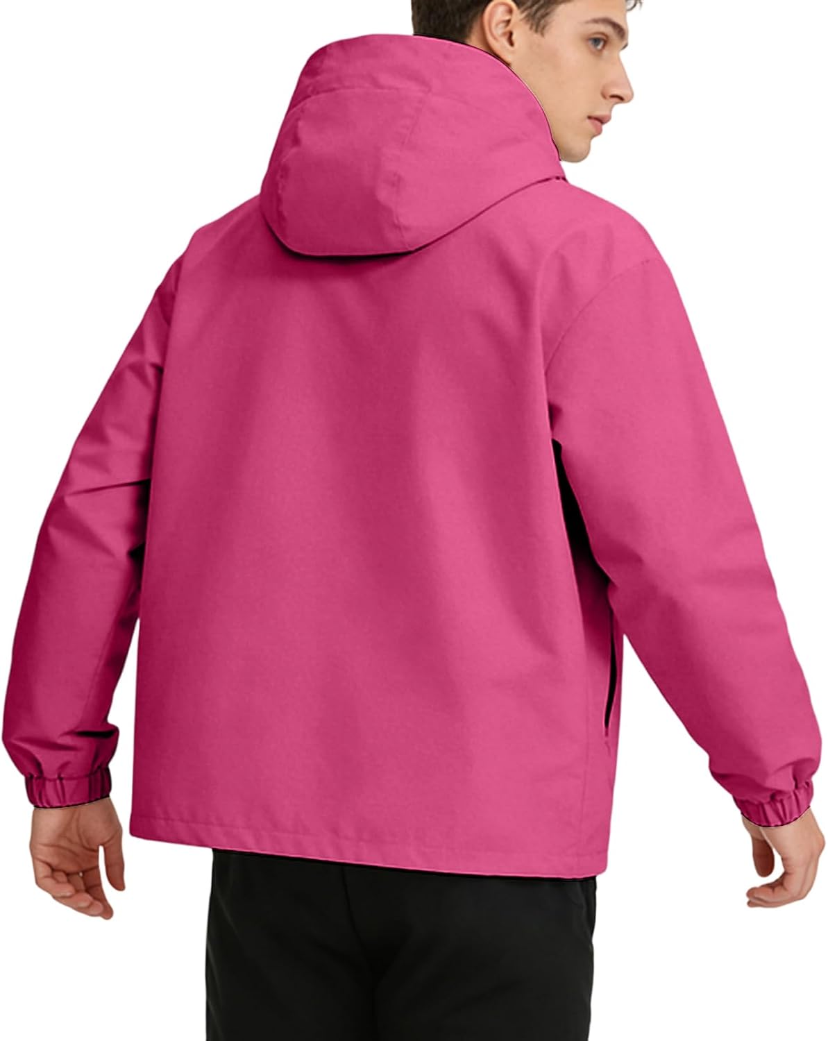Mens Waterproof Windproof Jacket Hooded Zip Up Tops for Hiking Camping and Outdoor Activities