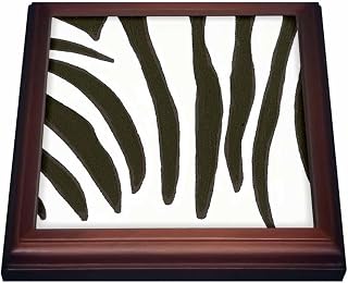 3dRose Zebra Print Trivet with Ceramic Tile, 8 by 8", Brown