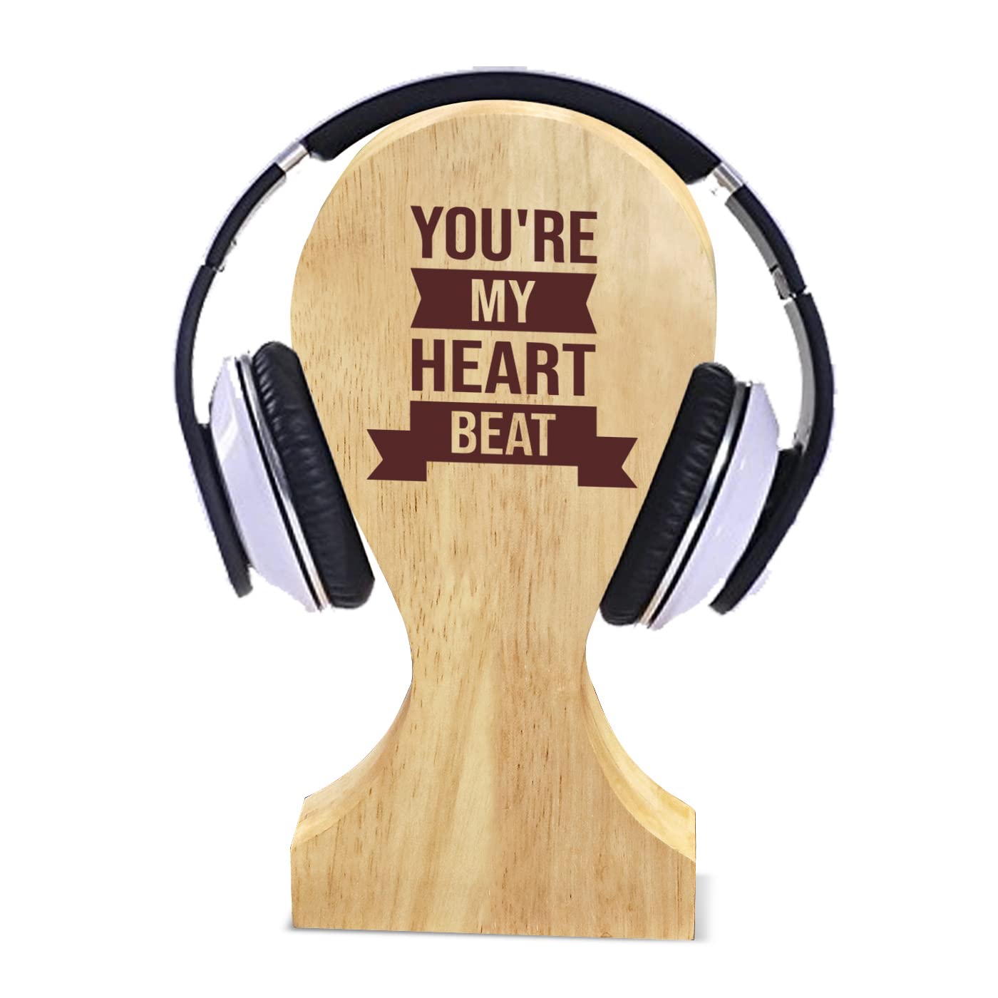 Graphicalmela Wooden Headphone Stand, You are My Heart / Headphone Holder for Gaming, Home Office and Internal Calling-image-11