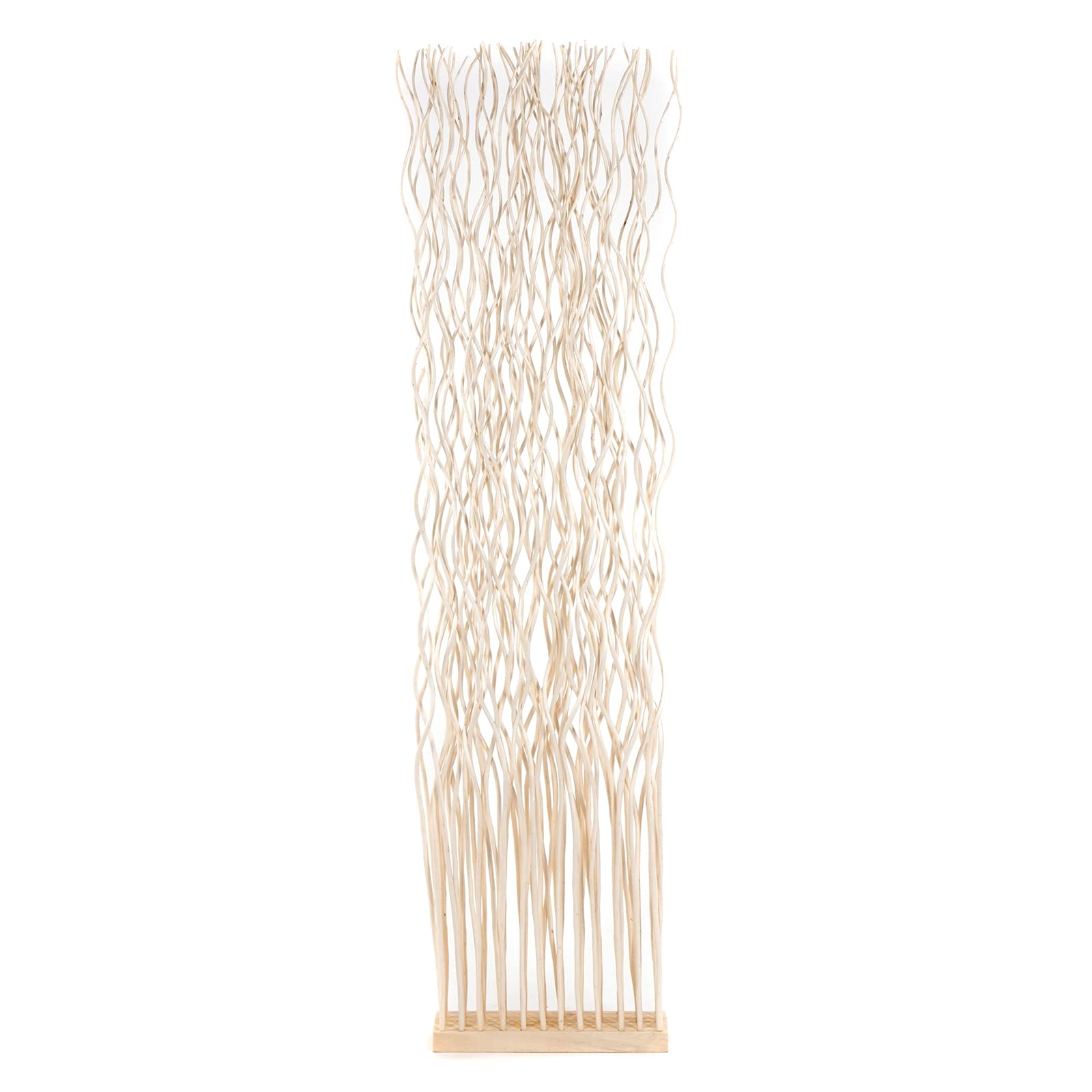 DESIGN DELIGHTS Paravent en osier ondulé - 170 x 44 cm (H x l) - Paravent de branches de saule, séparateur d'espace, cloison de séparation - Couleur : blanchi